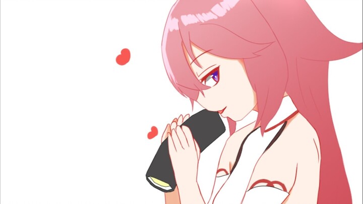 [Anime][Genshin] Centilnya Yae Miko yang Menggoda Saat Makan Sushi