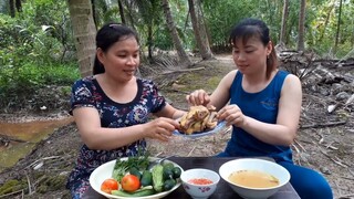 Gà Luộc Nước Dừa Chấm Nước Cốt Chanh Ăn Giữa Vườn Thiệt Mát| TKQ T300
