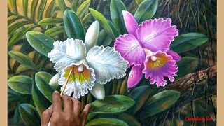 CARA menggambar - melukis Bunga Anggrek / How To Draw Orchid Flower By Dandan SA, Tutorial 76