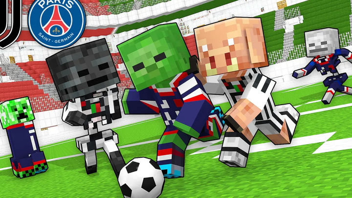 Monster School PSG vs Juventus - Champions League 2022 - FootBall Challenge - Minecraft แอนิเมชัน