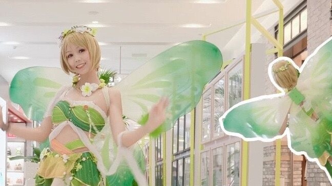 The brick-moving cosplayer did not forget to show off his skills, dancing to "Drunken Butterfly" at 