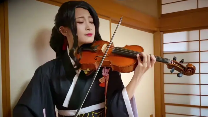 Passionate violin playing of the opening song of Demon Slayer
