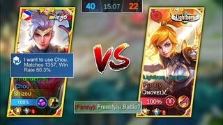 CHOU VS TOP 1 GLOBAL FANNY!! | INTENSE GAME AGAIN PRO TRASHTALKER!!🔥 | WHO WILL WIN?