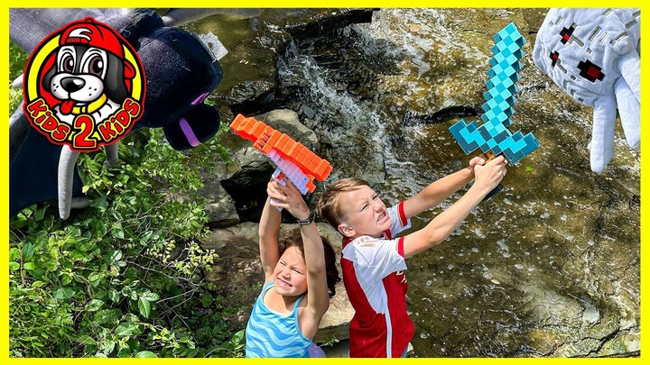 MINECRAFT IN REAL LIFE - KIDS BATTLE AN ENDER DRAGON & GHAST