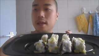 Asmr  Eating Sounds - Vegetarian Minced Meat Sushi Rolls And Vegetarian Rice Balls