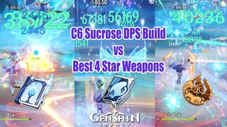 Genshin Impact - Sucrose C6 DPS Build vs Best 4 Star Weapons Damage Comparison