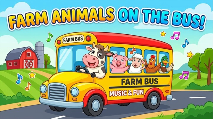 Farm Animals on the Bus! | Funny Baby Songs & Nursery Rhymes