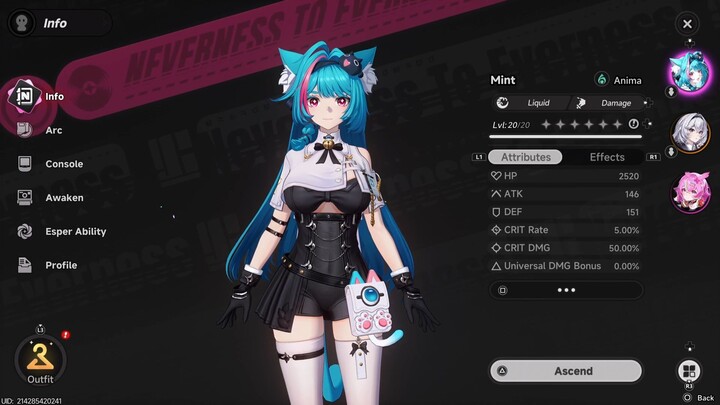 NTE Explore Menu
