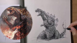Drawing Godzilla with only one pen