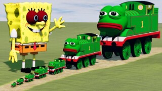 Big & Small Frog PEPE the Tank Engine vs SCARY Spongebob.EXE | BeamNG.Drive