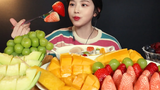 SUB) !🍓🍑🍇 Fruit with Yougurt Mukbang ASMR