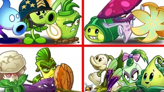 PvZ 2 4 tổ hợp cây ngẫu nhiên vs đội zombie - Mega Pea x Night Cap x Bamboo x Pokra