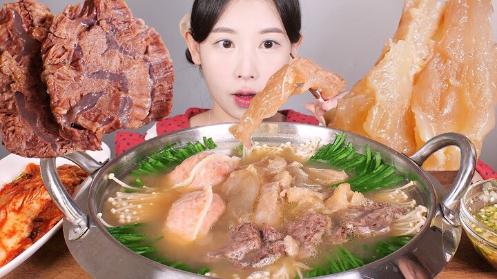 뜨끈쫀득🔥 독감꺼졍 소힘줄 아롱사태 수육 전골 먹방 Beef Tendon & Beef shank [eating show] mukbang korean food