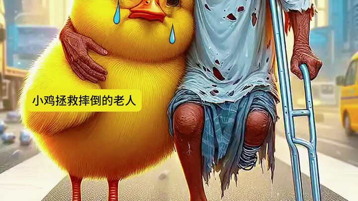 小鸡拯救摔倒的老人