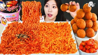 ASMR MUKBANG| 직접 만든 불닭볶음면 양념치킨 치즈볼 먹방 & 레시피 FRIED CHICKEN AND FIRE NOODLES EATING