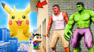 Franklin and Shinchan & Pinchan play HIDE AND KILL with Squid Game Doll In GTA 5