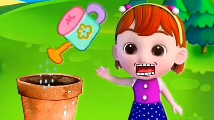 Si kecil cantik bisa menanam stroberi.