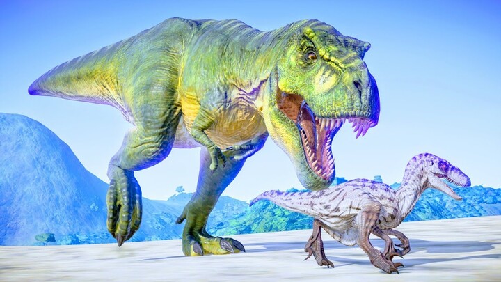 Utahraptor & Tyrannosaurus Rex Hunting In Desert Environment - Jurassic World Evolution