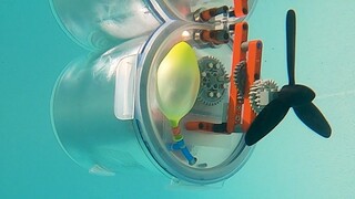 Build a Lego powered submarine using a balloon and a compressor