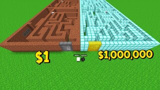 ถ้าเกิด!! เขาวงกตคนจน $1 เหรียญ VS เขาวงกตคนรวย $1,000,000 เหรียญ - Minecraft