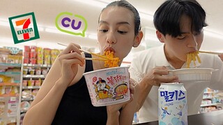 eating ONLY at Korean convenience stores for 24 hours!