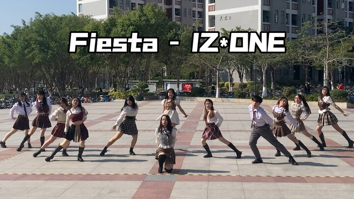 Xiamen University's super cute girls and boys are having a Fiesta with IZ*ONE at the cafeteria entra