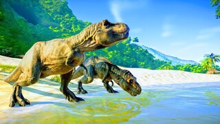 Tyrannosaurus Rex & Velociraptor Hunting In Desert Environment - Jurassic World Evolution