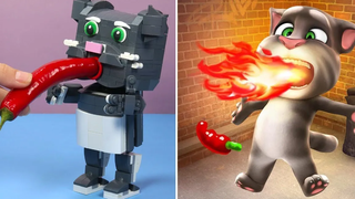 LEGO TALKING TOM ในชีวิตจริง แอนิเมชั่นตลกๆ - Stop Motion Cooking & ASMR