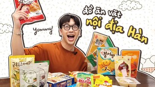 Thử hết ĐỒ ĂN VẶT NỘI ĐỊA HÀN QUỐC siêu lạ siêu ngon // Ở nhà ăn cả thế giới