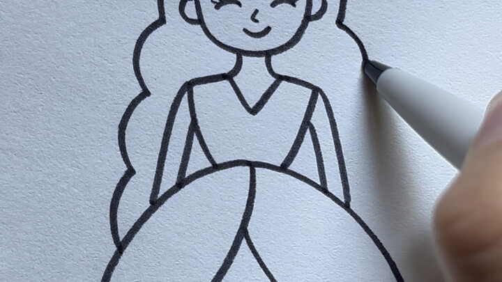 Menggambar Putri Kecil dengan Dua Huruf “人” #GambarKreatifSederhana #GambarPutriKecilSederhana