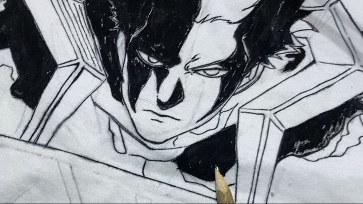 Drawing anime Ichigo on a plain white tshirt - bleach