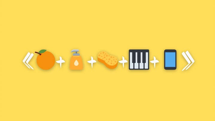 《🍊 + 🧴 + 🧽 + 🎹 + 📱》