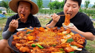 차돌박이가 닭볶음탕을 만나면?! 직접 키운 감자, 양파 넣은 차돌닭볶음탕! (Braised chicken Beef brisket) 요리&먹방 - Mukbang eating show