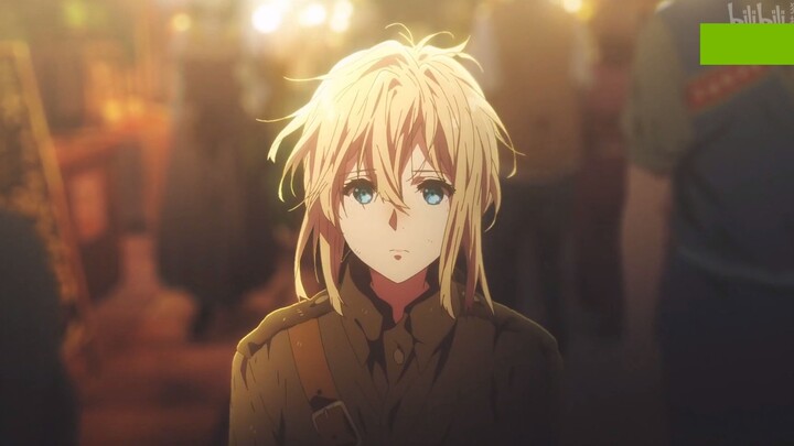 Violet Evergarden bisa melihat gap antara cast tengah dan cast Jepang dari lima baris di menit perta