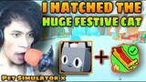 I Hatched The Huge Festive Cat In Pet Simulator X | Christmas Quest Hoverboard Roblox Tagalog