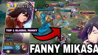 TOP 1 GLOBAL FANNY MENGGUNAKAN SKIN MIKASA !! AUTO PANEN KILL DONG - MLBB