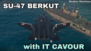 Modern Warships: SU-47 BERKUT with IT CAVOUR.  online match gameplay.
