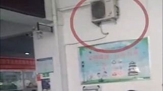 The station installed the air conditioner's outdoor unit indoors, blowing directly at passengers