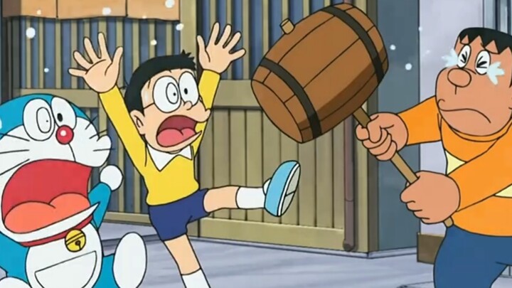 Fat Tiger and Suneo asked Nobita to beat them up. Nobita was forced to accompany the criminal to the