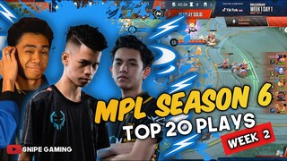 MPL SEASON 6 TOP 20 PLAYS WEEK 2 | SNIPE GAMING TV (HD)