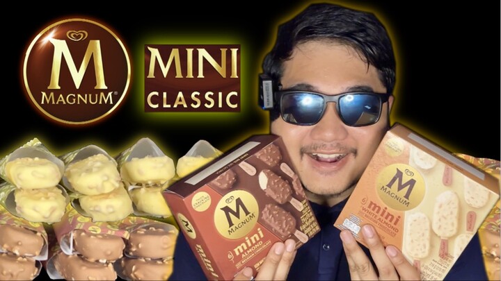 MAGNUM MINI ALMOND BELGIAN CHOCOLATE ICE CREAM AIS ES KRIM | (MUKBANG MALAYSIA) ASMR EATING SHOW |