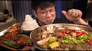 소불고기전골 먹방 불고기양념까지 전부 직접 깻잎부침 먹방 맛사운드 레전드 먹방 so bulgogijeongol mukbang Legend koreanfood asmr