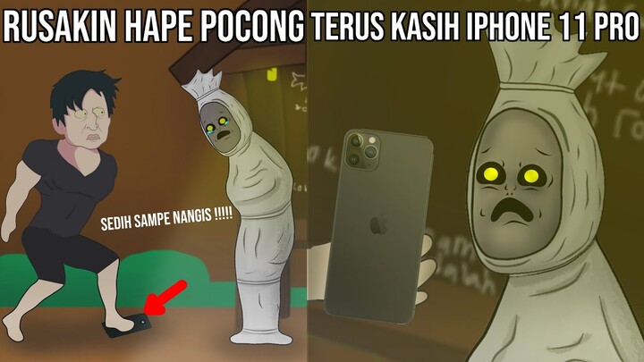 PRANK RUSAKIN HAPE POCONG, TERUS KASIH IPHONE 11 BARU - Kartun Hantu Lucu