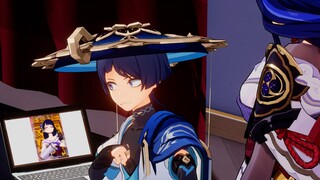 当散兵偷看电脑被妈妈发现