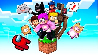 LANKYBOX Has 10 FRIENDS On ONE BLOCK In MINECRAFT! (PAW PATROL, LADYBUG, SIRENHEAD, AMONG US)