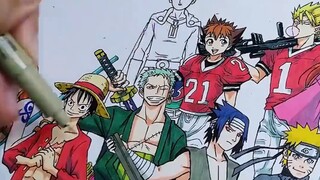 Hand-drawn 96 anime characters in one go