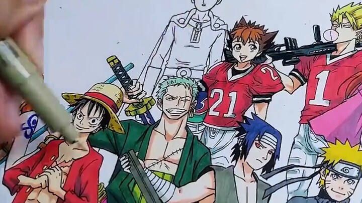 رسم يدوي لـ96 شخصية أنمي دفعة واحدة دون توقف