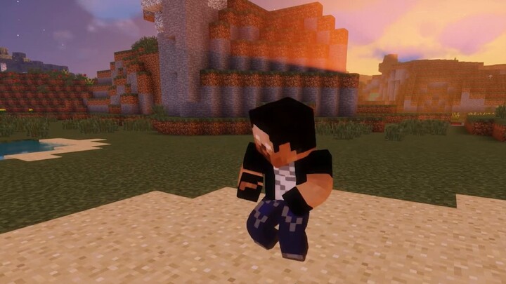 Minecraft: What different people do by the river, Ah Qing's axe