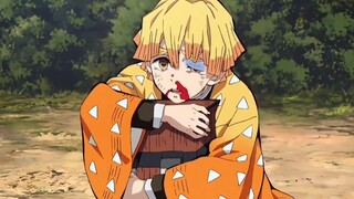 Zenitsu is really trying hard to protect Nezuko!