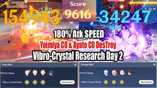 Ayato C0 & Yoimiya C0 180% Atk Speed Destroy Vibro-Crystal Research Day 2 - 9616 Score